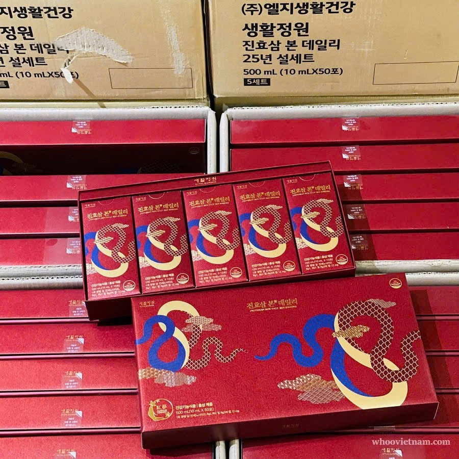 Nước Hồng Sâm 6 năm tuổi LG Saeng Hwal Jeong Won Jinhyosam Bon Daily Hộp 50 Gói Nhỏ