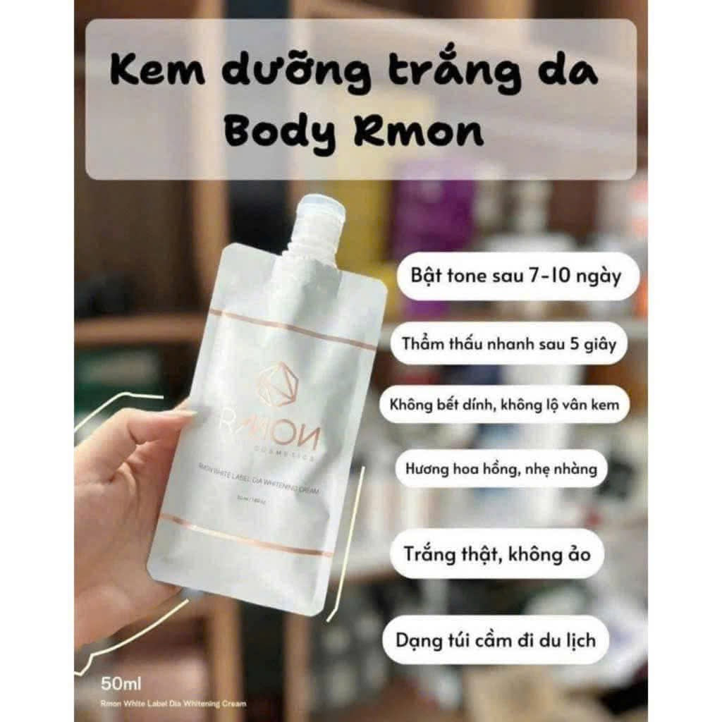 𝐊𝐞𝐦 𝐃𝐮̛𝐨̛̃𝐧𝐠 𝐓𝐫𝐚̆́𝐧𝐠 𝐃𝐚 𝐁𝐨𝐝𝐲 𝐑𝐦𝐨𝐧 𝐖𝐡𝐢𝐭𝐞 𝐋𝐚𝐛𝐞𝐥 𝐃𝐢𝐚 𝐖𝐡𝐢𝐭𝐞𝐧𝐢𝐧𝐠 𝐂𝐫𝐞𝐚𝐦 Túi 50ml