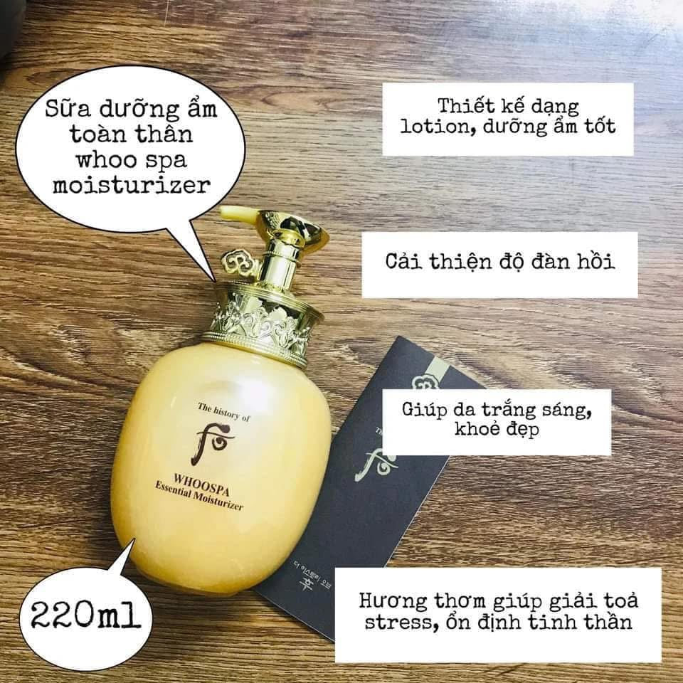 Whoospa Essential Moisturizer – Duỡng Thể Hoàng Gia 220ml