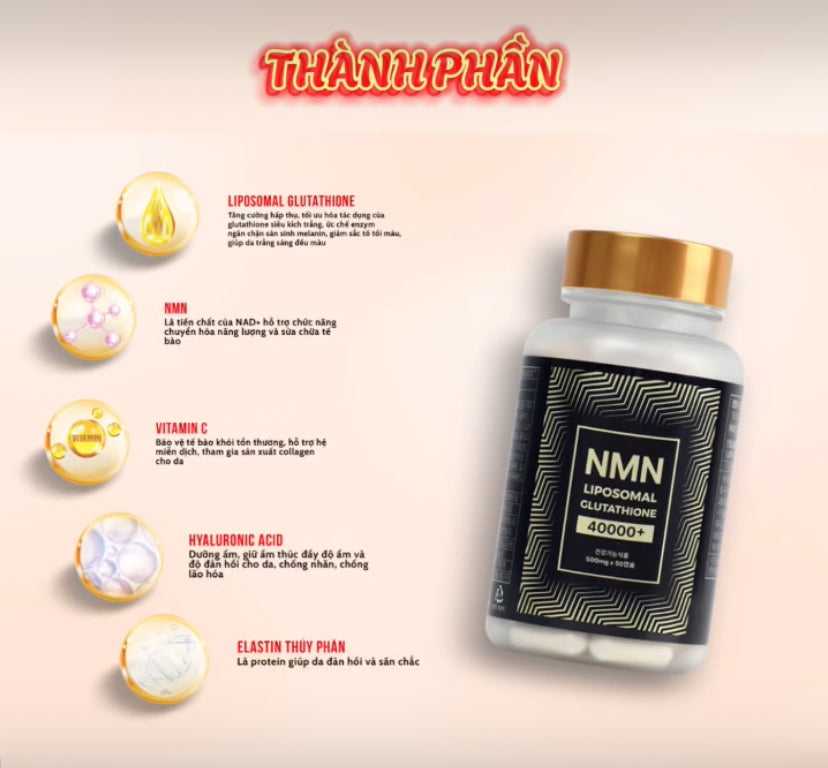 Viên Uống Siêu Kích Trắng Da Thải Độc Gan Thận NMN Liposomal Glutathion 40000+ Dược Phẩm HANKOOK PHARM Hàn Quốc 90v