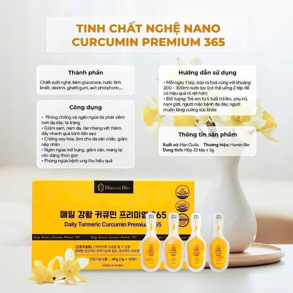 Tinh Nghệ Nano Curcumin Premium 365 Hamin Bio Hàn Quốc 32 Tép