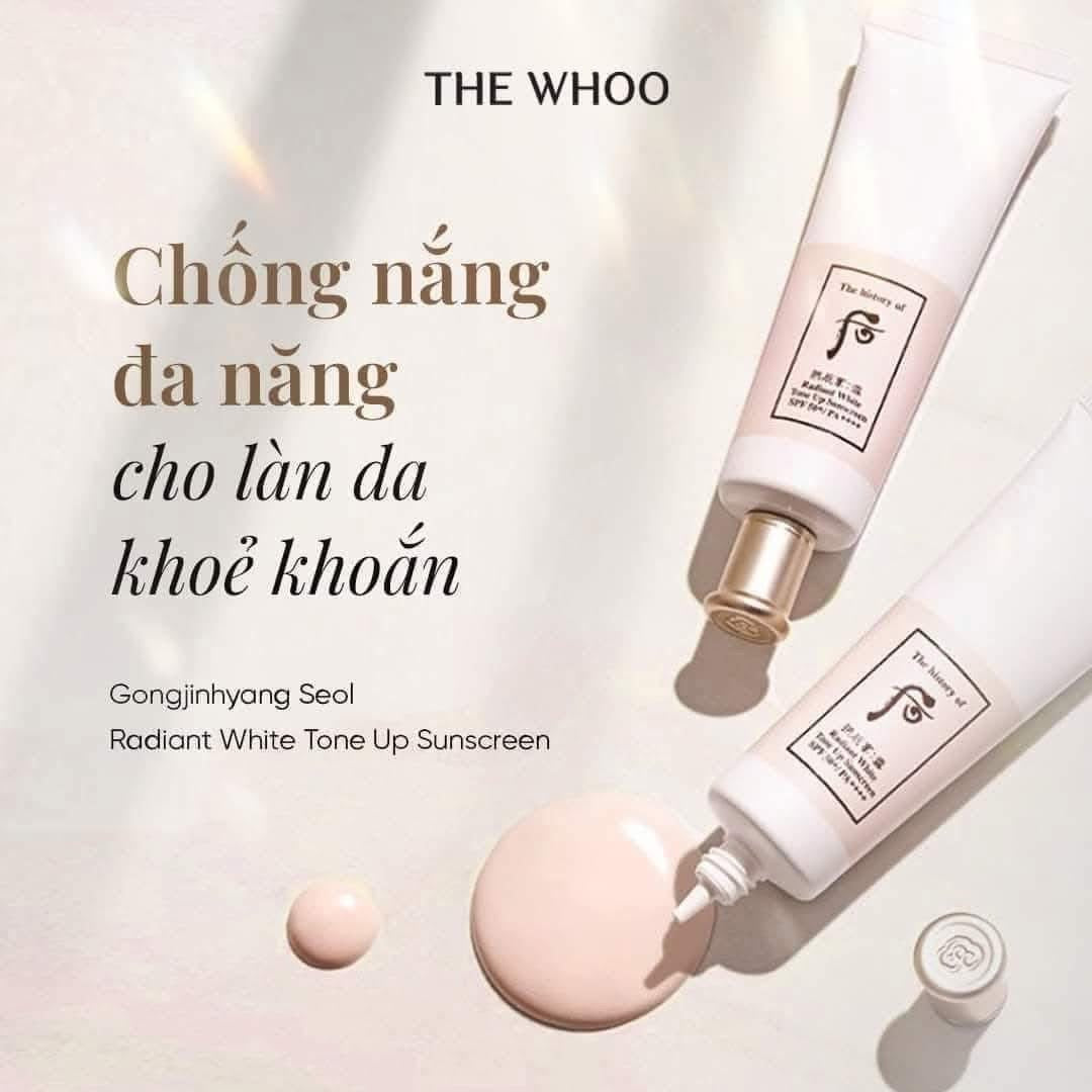 Kem Chống Nắng Nâng Tông WHOO SEOL RADIANT WHITE TONE UP SUNSCREEN SPF50+/PA++++ 50ml