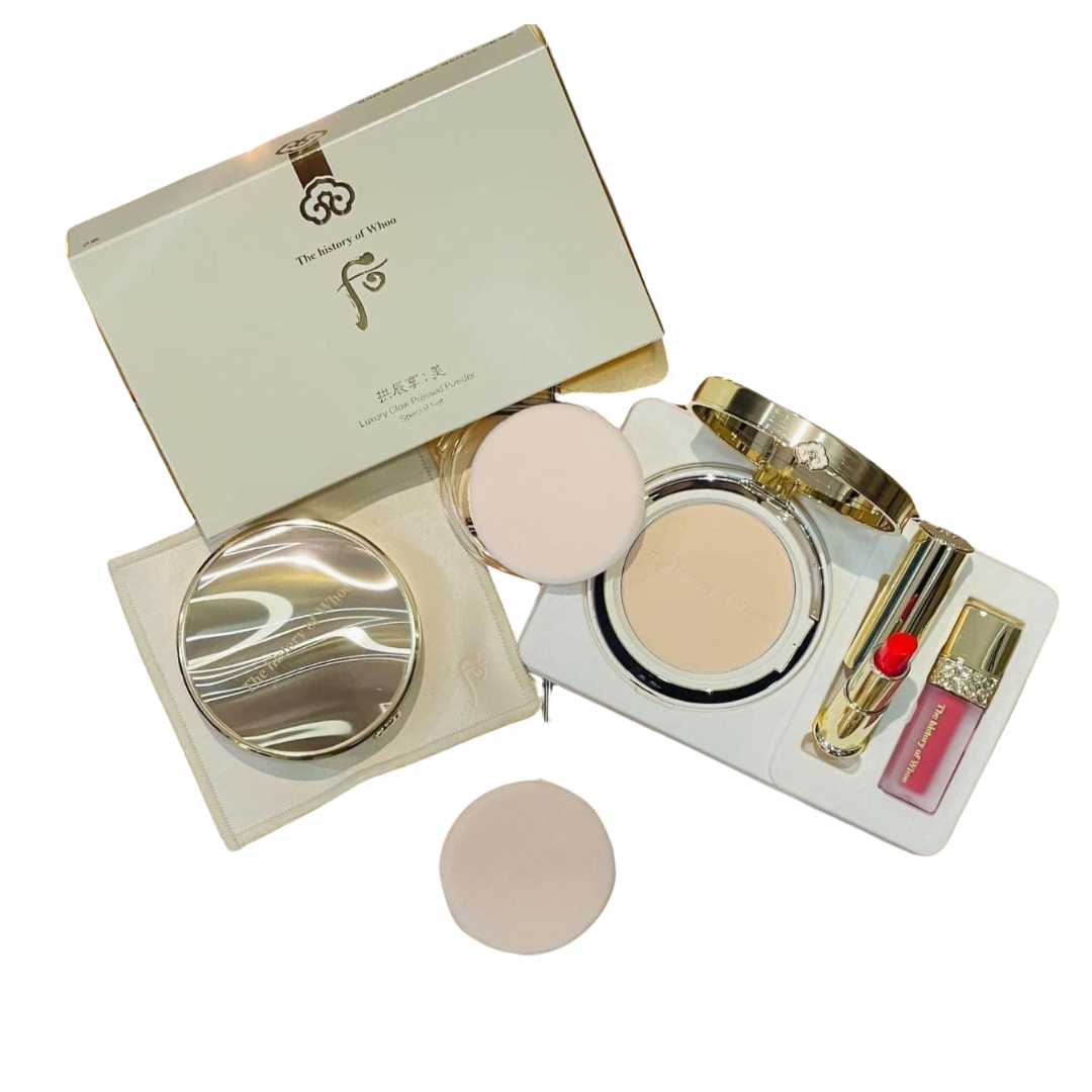 Set Phấn phủ Whoo vàng. Luxury Glow Pressed Powder Pact Tone 21