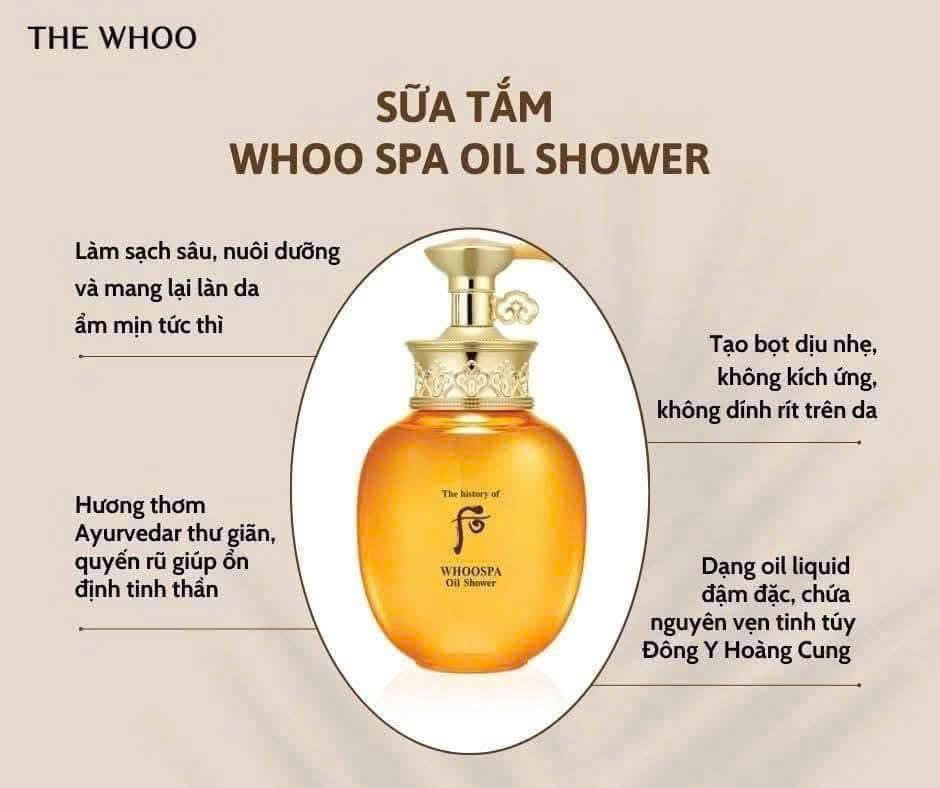 𝐖𝐡𝐨𝐨𝐒𝐩𝐚 𝐎𝐢𝐥 𝐒𝐡𝐨𝐰𝐞𝐫 Tắm Dưỡng Thể Dưỡng Da Sáng mịn 220ml