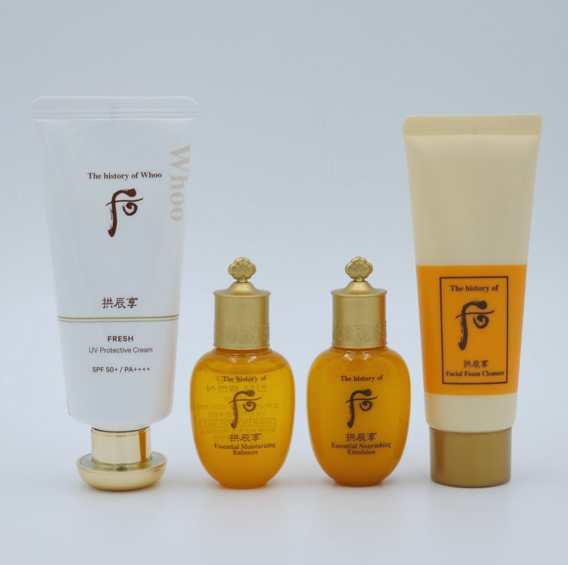 Set Kem Chống Nắng Mẫu MỚI WHOO GONGJINYANG FRESH SUN CREAM 4 Món