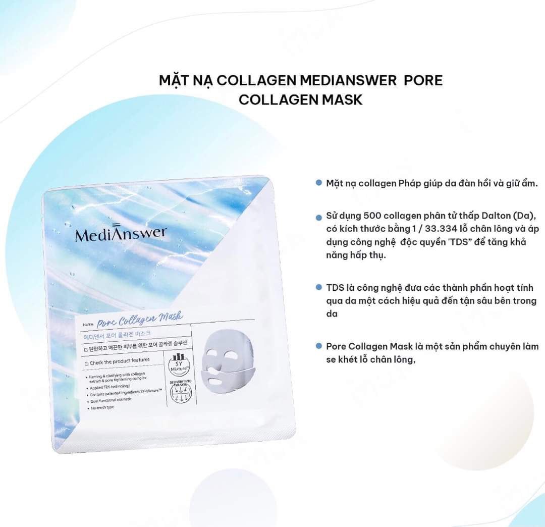 𝐌ặ𝐭 𝐍ạ 𝐌𝐞𝐝𝐢 𝐀𝐧𝐬𝐰𝐞𝐫 𝐂𝐨𝐥𝐥𝐚𝐠𝐞𝐧 𝐌𝐚𝐬𝐤 - Màu Xanh ( HỘP 5 MIẾNG)