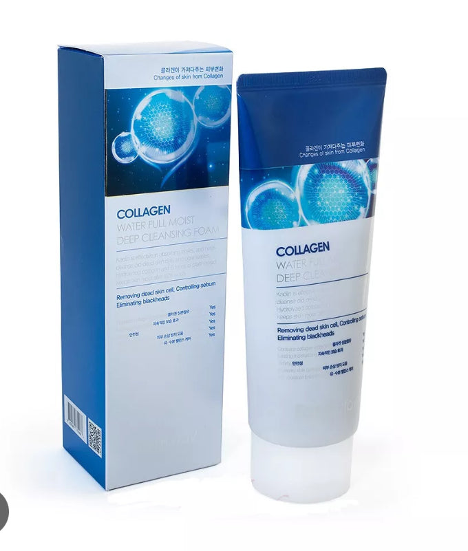 Combo Serum + Tẩy Tế Bào Chết Farm Stay Collagen Water Full Moist Peeling Gel 180ml