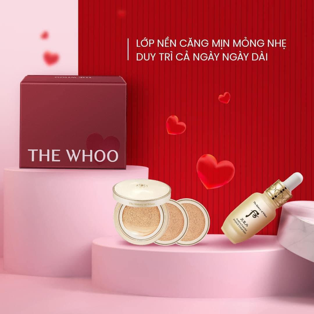 Set Phấn Nuớc Whoo Vàng  Cao Cấp1 phấn chính +2 Refill Mẫu Mới (WHOO Luxury Golden Cushion SPF50+++PA)