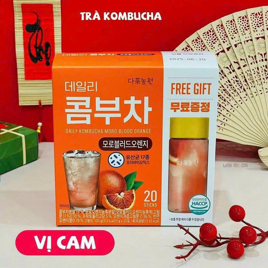 Trà Kombucha lên men vị trái cây Hàn Quốc , Tặng bình pha  20 gói nhỏ