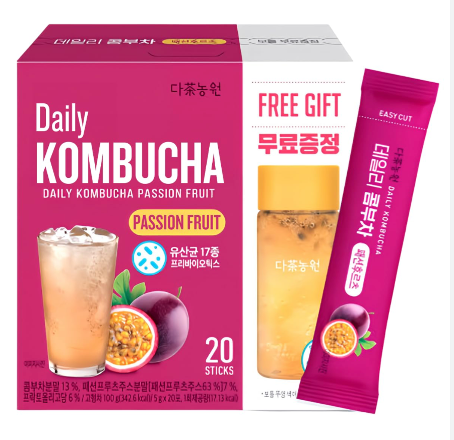 Trà Kombucha lên men vị trái cây Hàn Quốc , Tặng bình pha  20 gói nhỏ