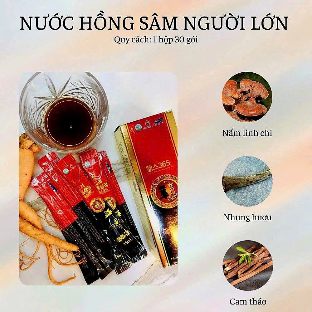 Nước Hồng Sâm Cô Đặc Người Lớn 𝟯𝟲𝟱/ 30 Gói nhỏ
