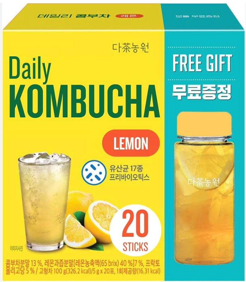 Trà Kombucha lên men vị trái cây Hàn Quốc , Tặng bình pha  20 gói nhỏ