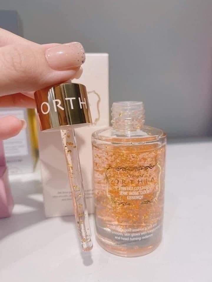 Tinh Chất Hoa Hồng & Vảy Vàng 24k Cấp Ẩm, Săn Chắc và Căng Bóng Da Coreana ORTHIA Perfect Collagen 24K Rose Gold Essence