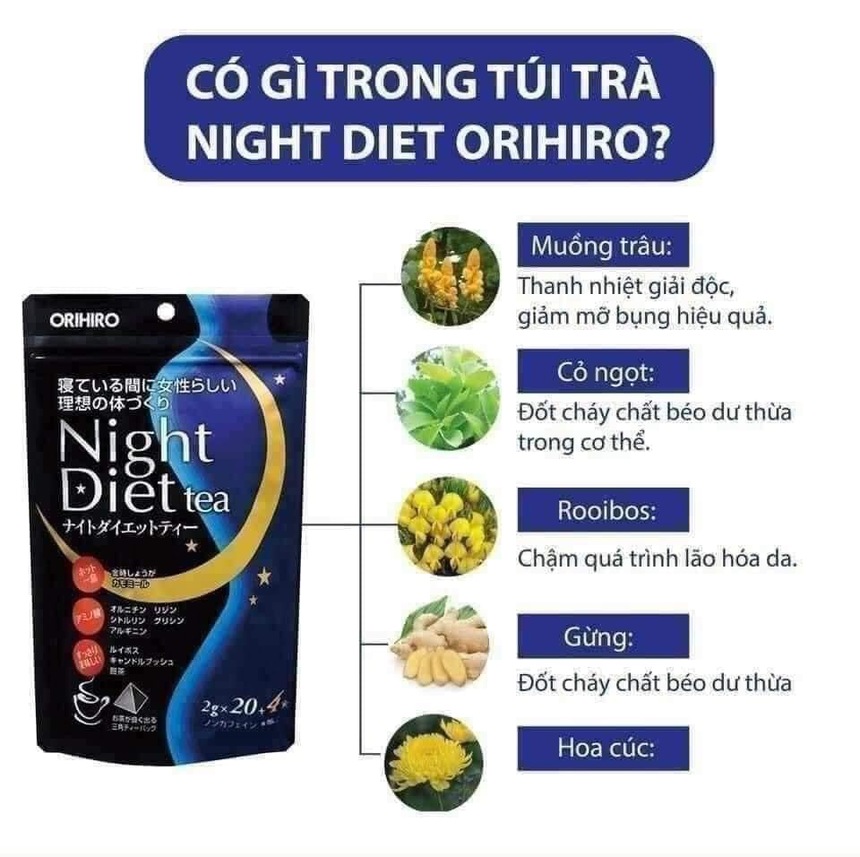 Trà giảm cân NIGHT DIET TEA ORIHIRO - Japan