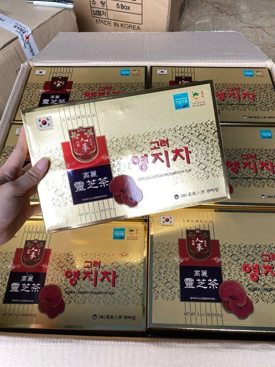Korea Lingzhi Mushroom Tea Trà Nấm Linh Chi đỏ Hàn Quốc (3g x 100 goi)