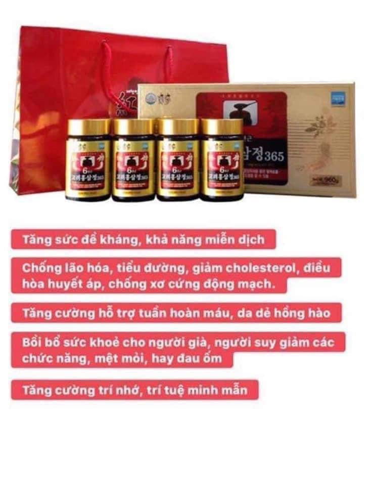 Cao hồng sâm cô đặc cao cấp 6 năm tuổi 365 premium (set 4 lọ)