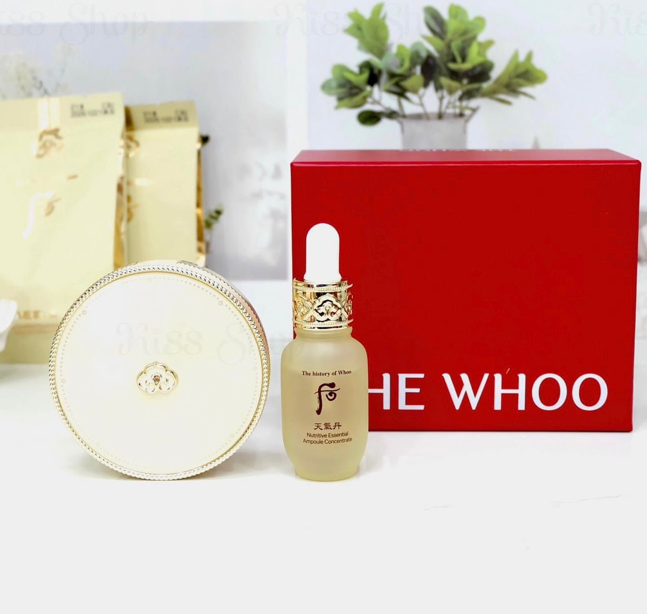 Set Phấn Nuớc Whoo Vàng  Cao Cấp1 phấn chính +2 Refill Mẫu Mới (WHOO Luxury Golden Cushion SPF50+++PA)