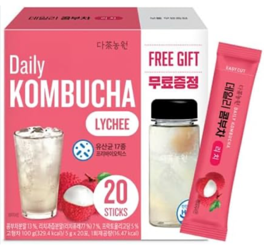 Trà Kombucha lên men vị trái cây Hàn Quốc , Tặng bình pha  20 gói nhỏ