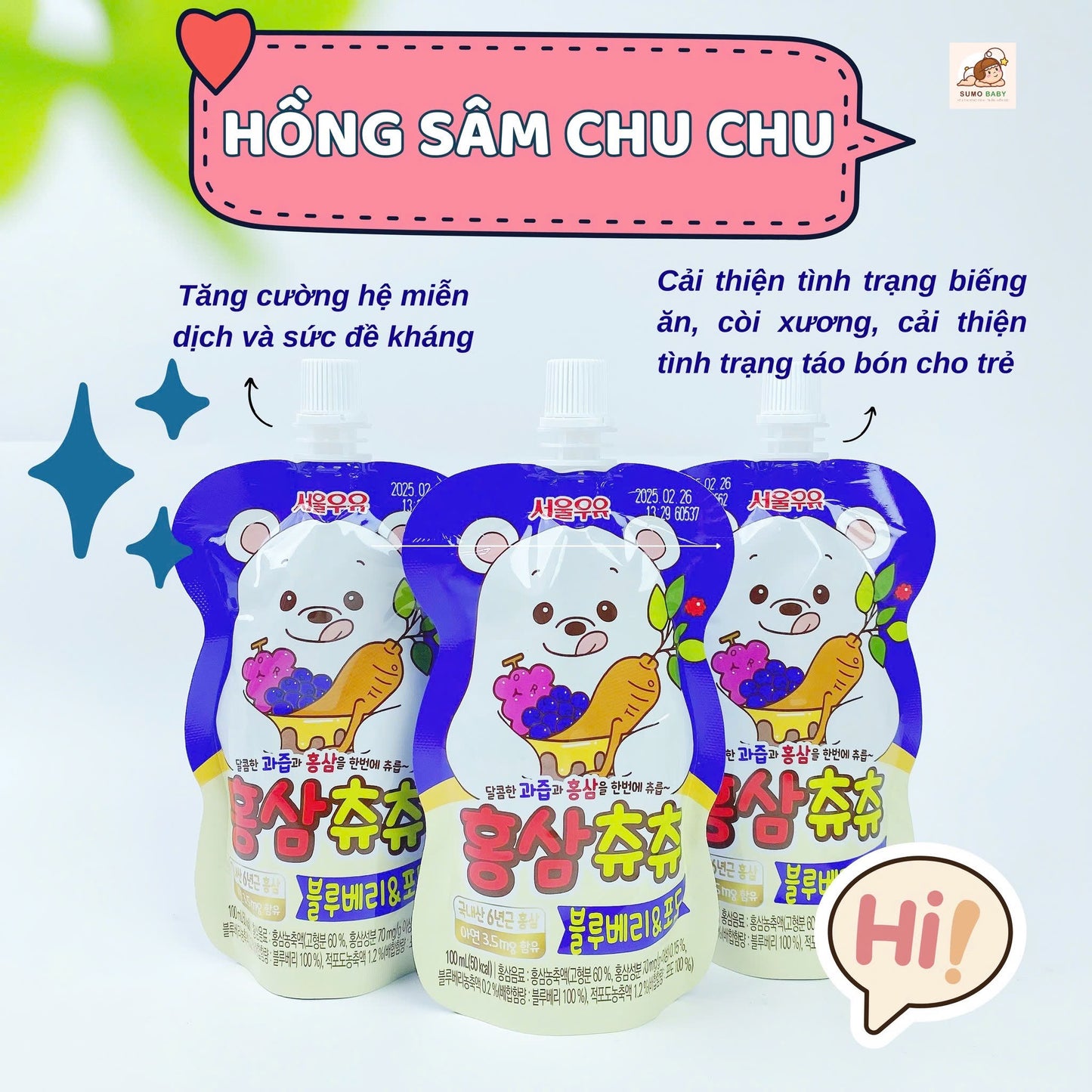 Nước Hồng Sâm Chu Chu/ Chuchu Hàn Quốc 10 Gói