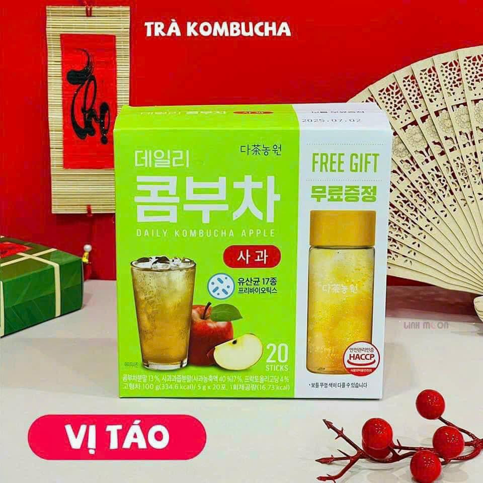 Trà Kombucha lên men vị trái cây Hàn Quốc , Tặng bình pha  20 gói nhỏ