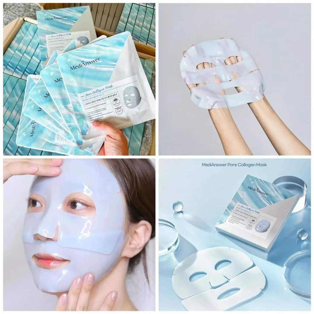 𝐌ặ𝐭 𝐍ạ 𝐌𝐞𝐝𝐢 𝐀𝐧𝐬𝐰𝐞𝐫 𝐂𝐨𝐥𝐥𝐚𝐠𝐞𝐧 𝐌𝐚𝐬𝐤 - Màu Xanh ( HỘP 5 MIẾNG)